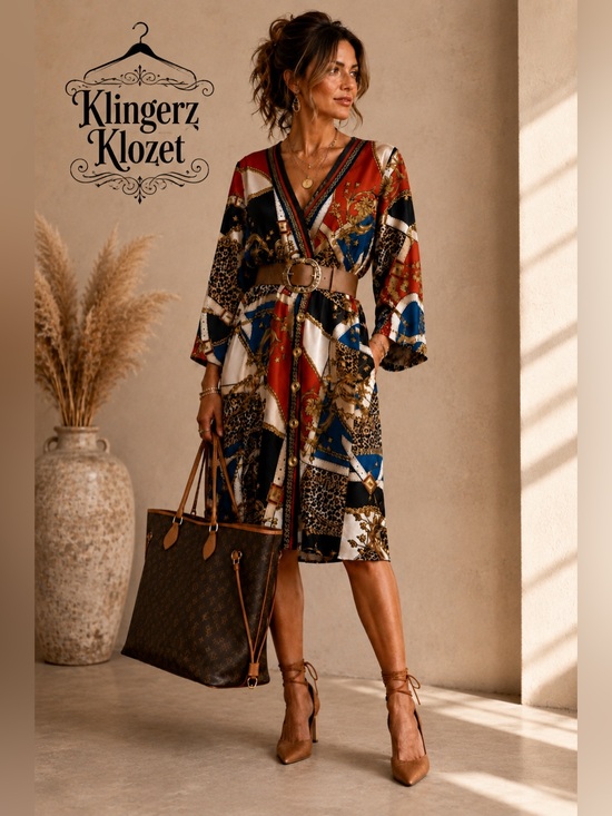 Cato Dresses & Skirts - EST. 1946 ( Cato) Baroque Chain & Leopard Print Button-Front Dress – Size Mediu